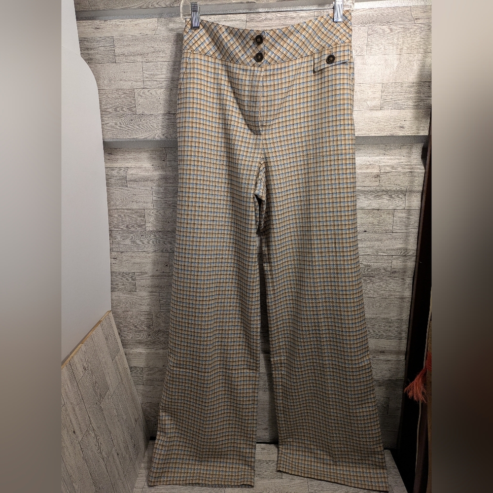 Stylish Checkered Women's Wide-Leg Pants Size 34 Waist N 3
